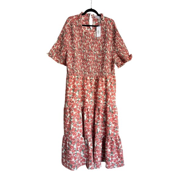 Baltic Born Floral Midi Dress - Pink and Green - Picture 2 of 13